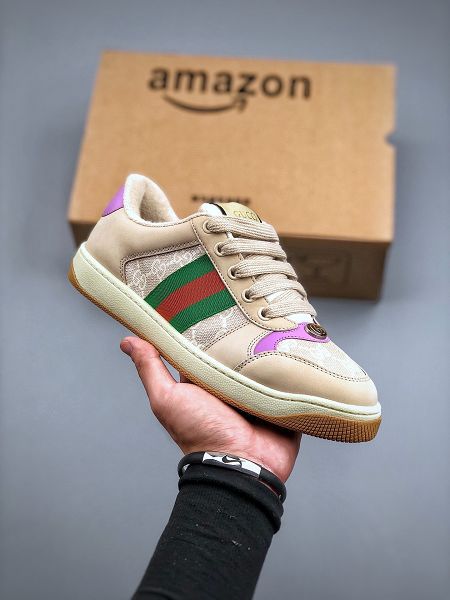 Gucci Distressed Screener sneaker 2022新款 古馳經典原型復古百搭做舊小髒鞋