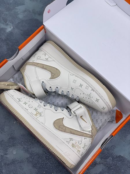 NIke Air Force 1 '07 Low LV聯名 淺黃牛仔暗夜精靈中幫休閒鞋