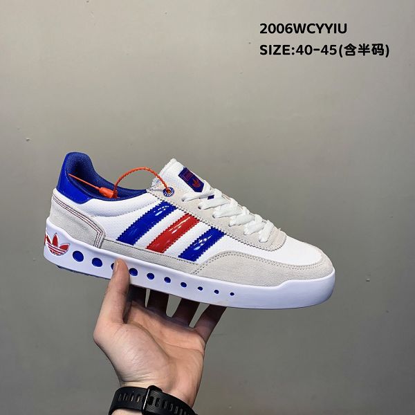 adidas 2020新款 三葉草皮面拼接低幫男生休閒板鞋