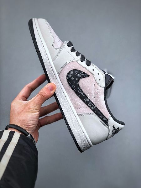 Nike Air Jordan 1 Low OG TS聯名灰黑絲綢倒鈎 2024全新男款運動籃球鞋