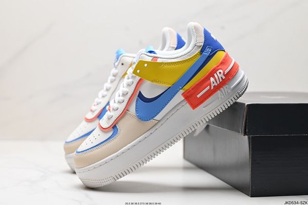 NIKE WMNS Air Force 1 Shadow 2024全新少女系解構主義設計 馬卡龍空軍一號輕量增高低幫百搭板鞋