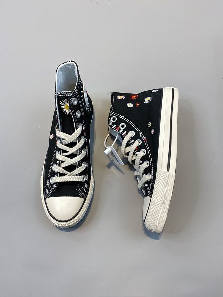 Converse All Star 2020新款 LOGO太陽花刺繡 花卉刺繡情侶款帆布板鞋