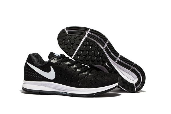 nike zoom pegasus 33 登月33代飞线编织透气时尚情侣跑鞋 黑白色