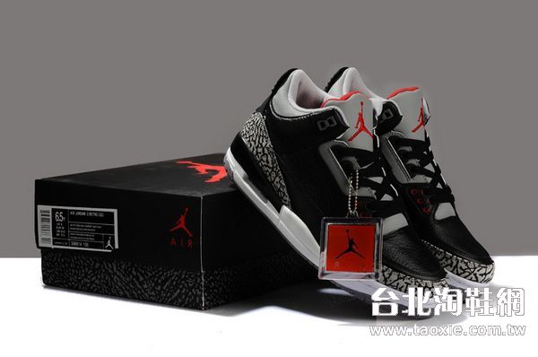 air jordan籃球鞋 喬丹3代 耐磨達人必備情侶鞋 黑灰紅 