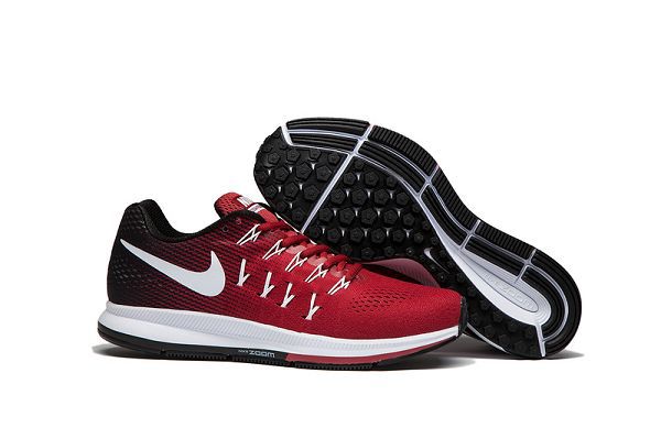 nike zoom pegasus 33 登月33代飞线编织透气时尚男生跑鞋 红黑色