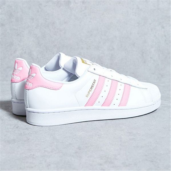 adidas superstar foundation 三叶草贝壳头白粉金标时尚女生板鞋