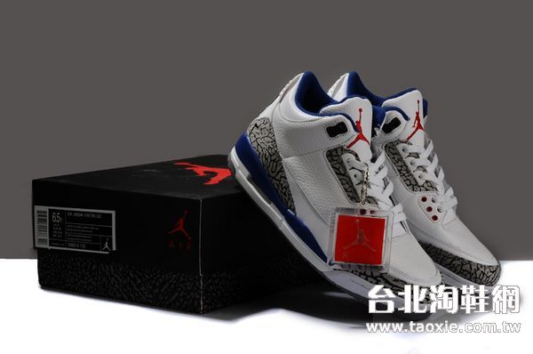 air jordan籃球鞋 喬丹3代 耐磨達人必備情侶鞋 白寶藍 