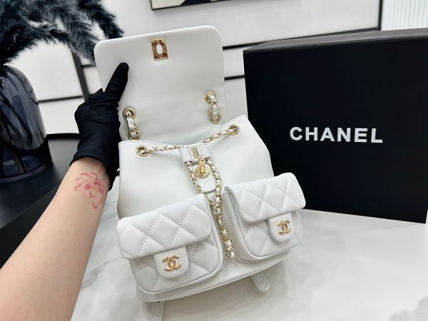 chanel包包 香奈兒2023新款手提包 DSAS3860時尚雙肩包白色後背包