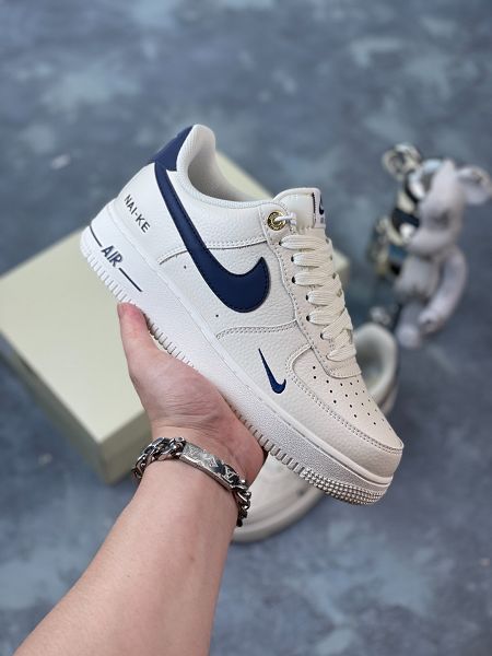 Nike Air Force 1 Low 40年 2024全新男女款米深藍低幫休閒板鞋 